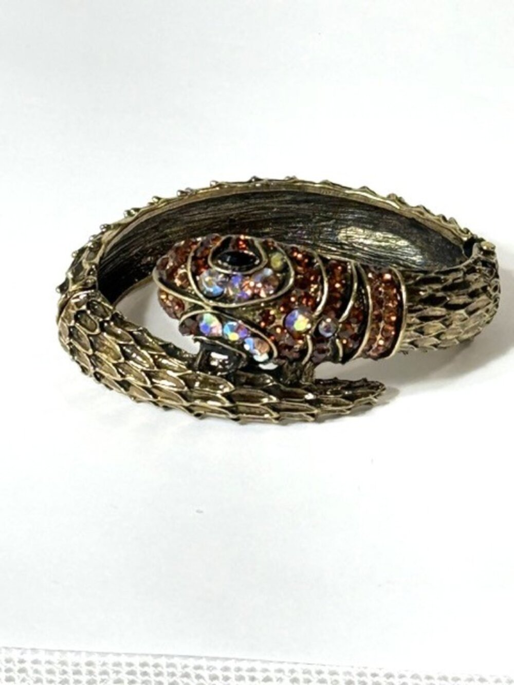 Gold-tone, rhinestone snake/asp metal bracelet.